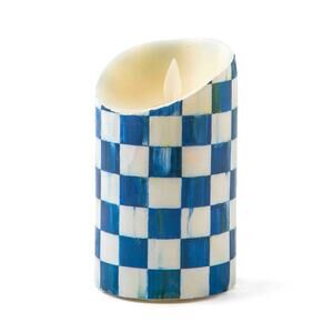 Brand New Mackenzie-Childs Royal Check Flicker 5" Pillar Candle